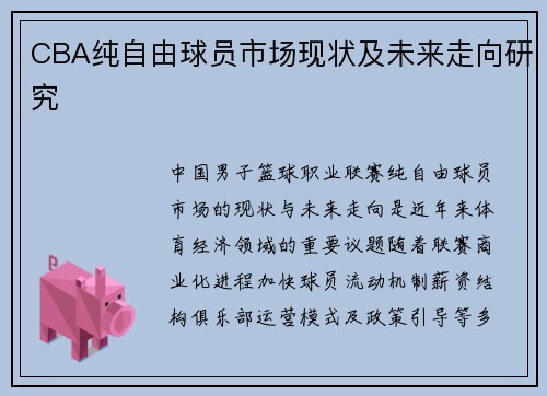 CBA纯自由球员市场现状及未来走向研究